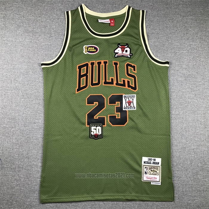 Camiseta Chicago Bulls Michael Jordan #23 Mitchell & Ness 1997-98 Verde2